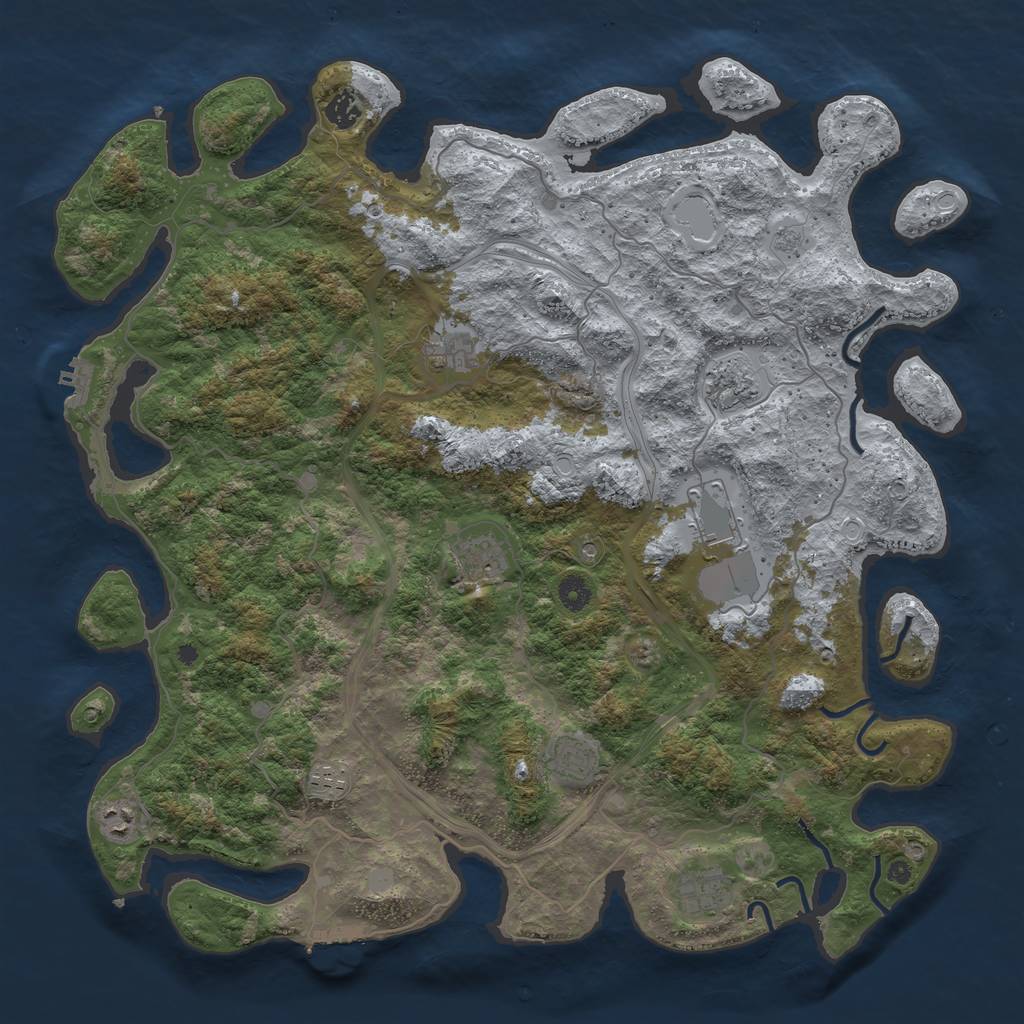 Rust Map: Procedural Map, Size: 4500, Seed: 2080477999, 18 Monuments