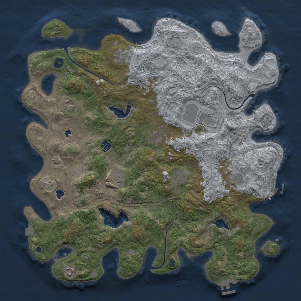 Rust Map: Procedural Map, Size: 4500, Seed: 887123438, 16 Monuments