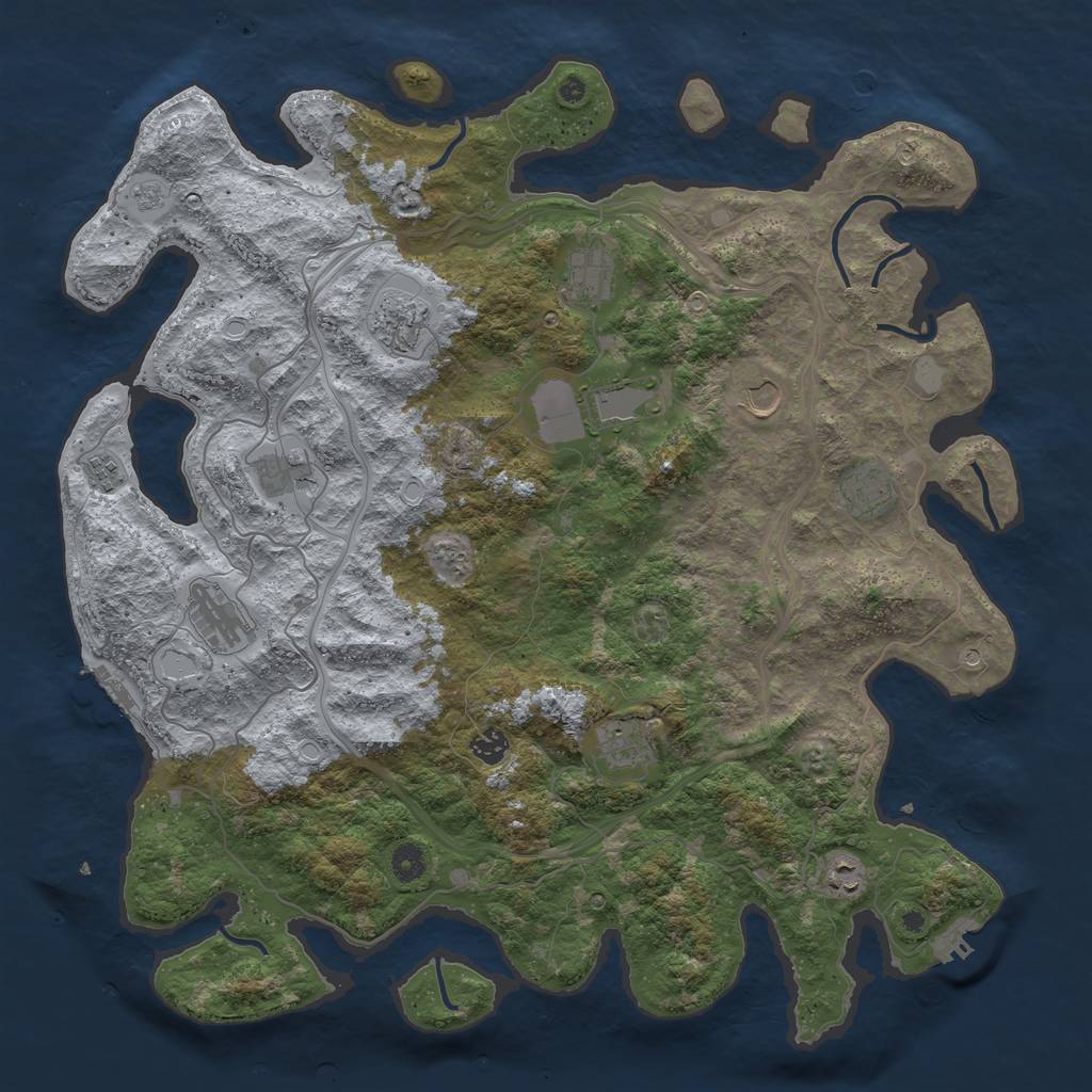 Rust Map: Procedural Map, Size: 4500, Seed: 1107392567, 20 Monuments