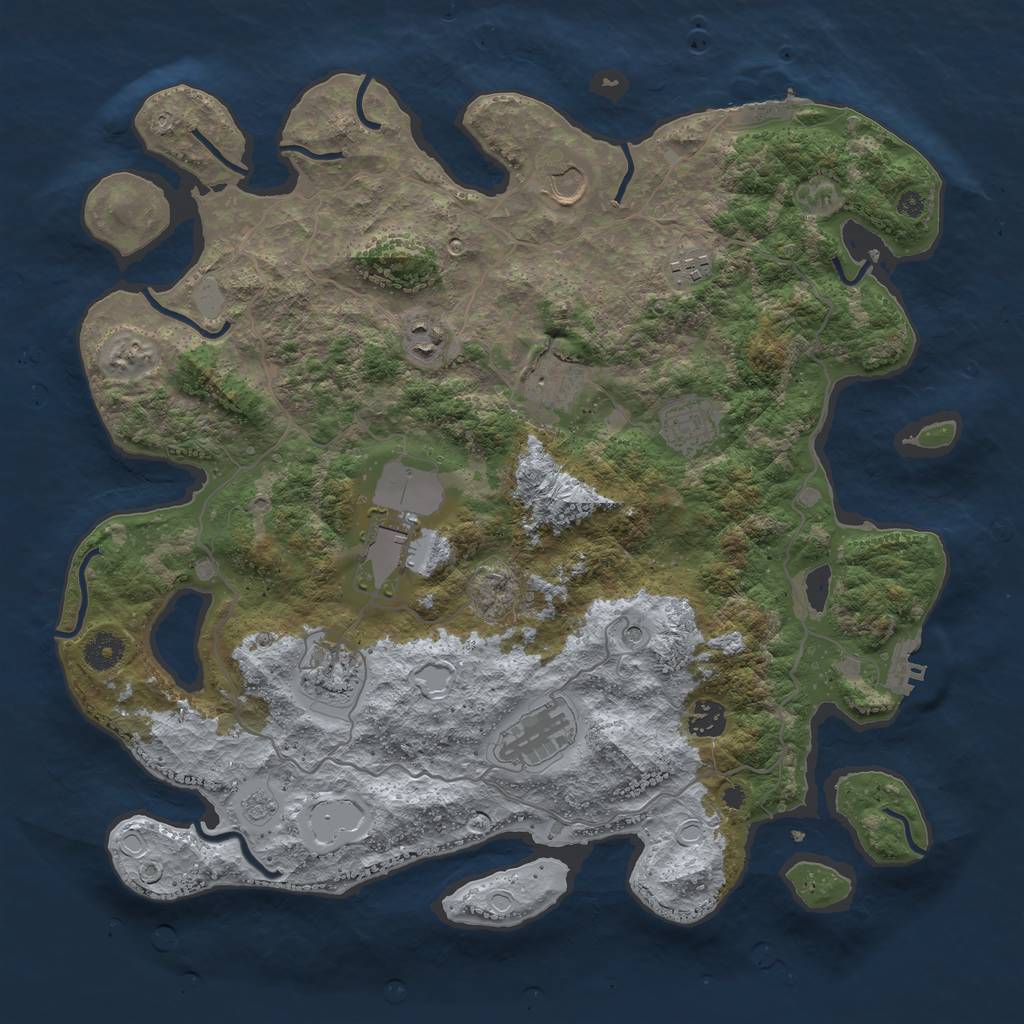 Rust Map: Procedural Map, Size: 4000, Seed: 756442743, 18 Monuments