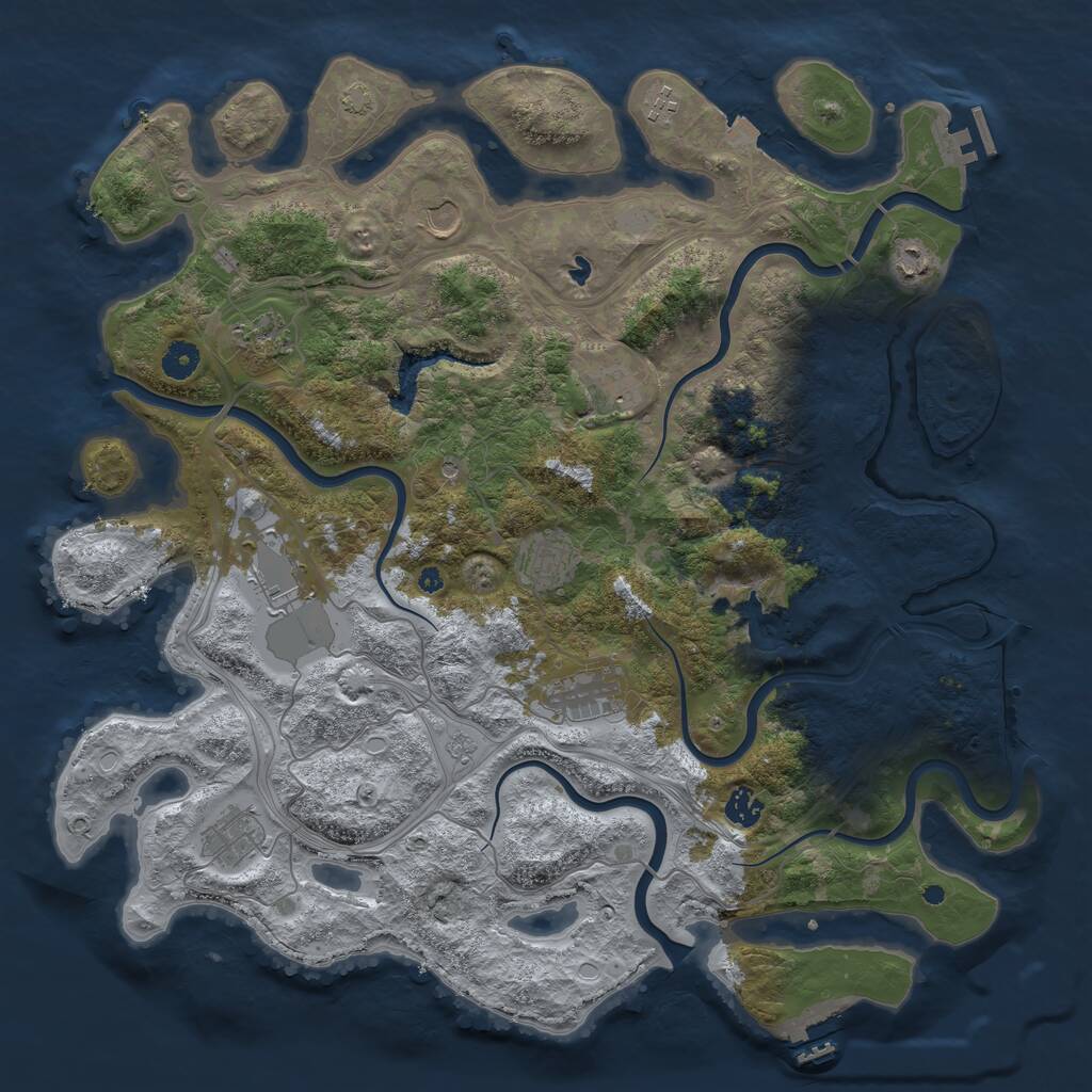 Rust Map: Procedural Map, Size: 4350, Seed: 455552, 16 Monuments