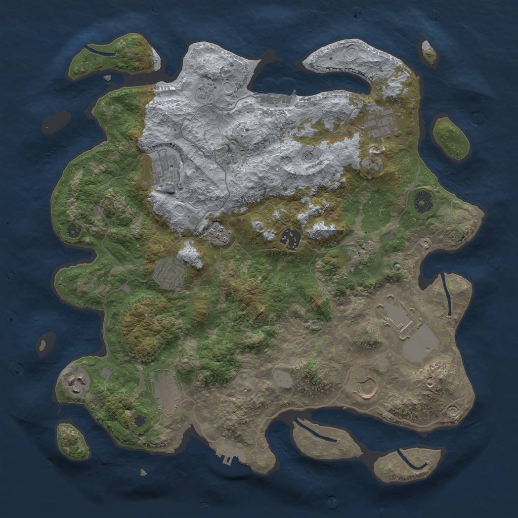 Rust Map: Procedural Map, Size: 3750, Seed: 91827390, 19 Monuments