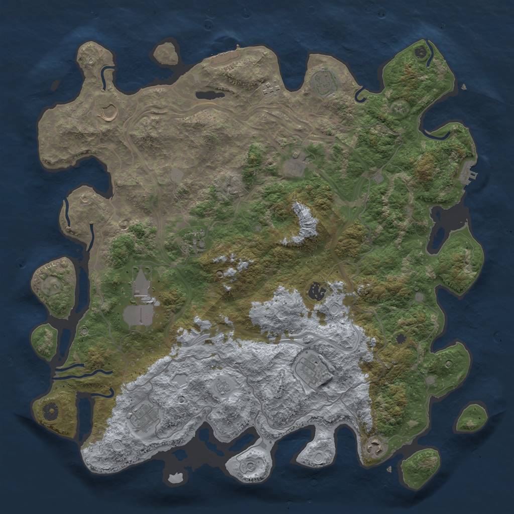 Rust Map: Procedural Map, Size: 4500, Seed: 931471730, 19 Monuments