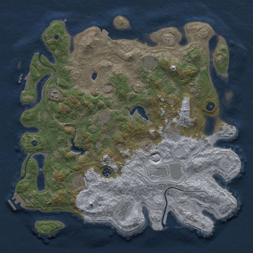 Rust Map: Procedural Map, Size: 4300, Seed: 1957488549, 16 Monuments