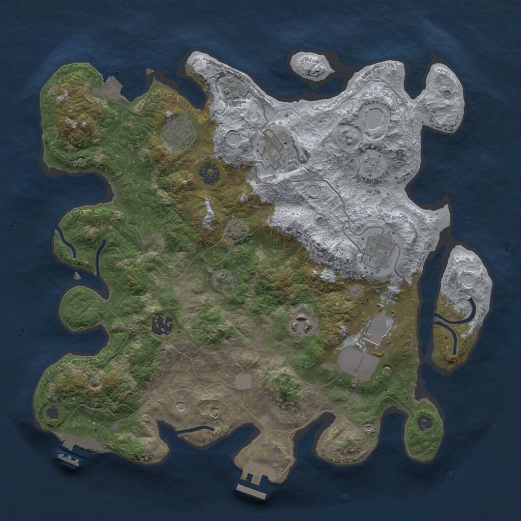 Rust Map: Procedural Map, Size: 3500, Seed: 198365, 13 Monuments