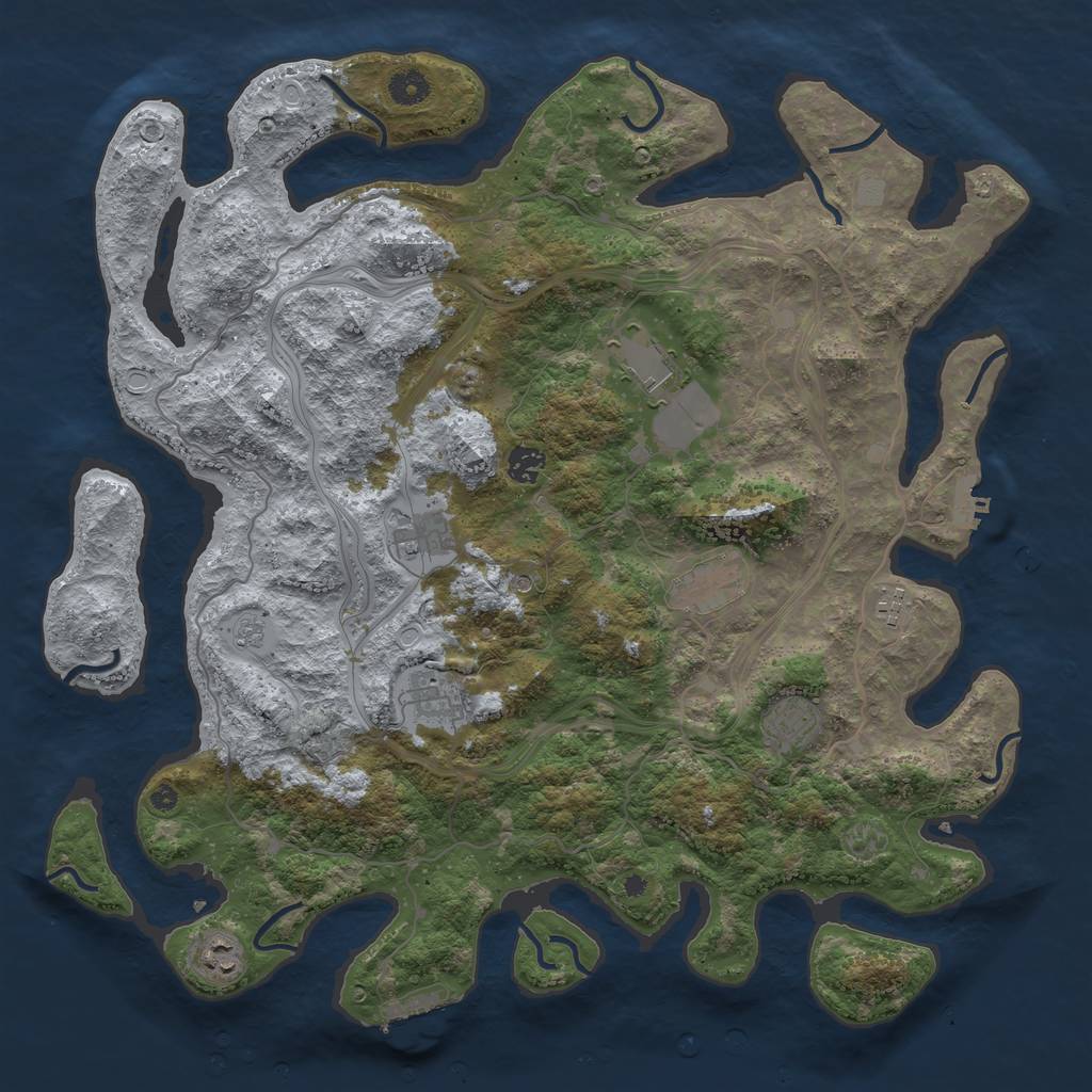 Rust Map: Procedural Map, Size: 4300, Seed: 1283728697, 17 Monuments