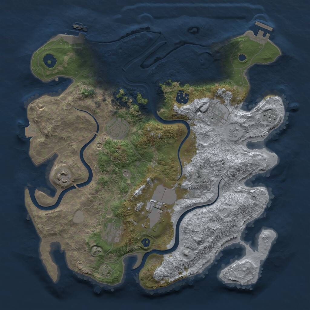 Rust Map: Procedural Map, Size: 3500, Seed: 6871127, 13 Monuments