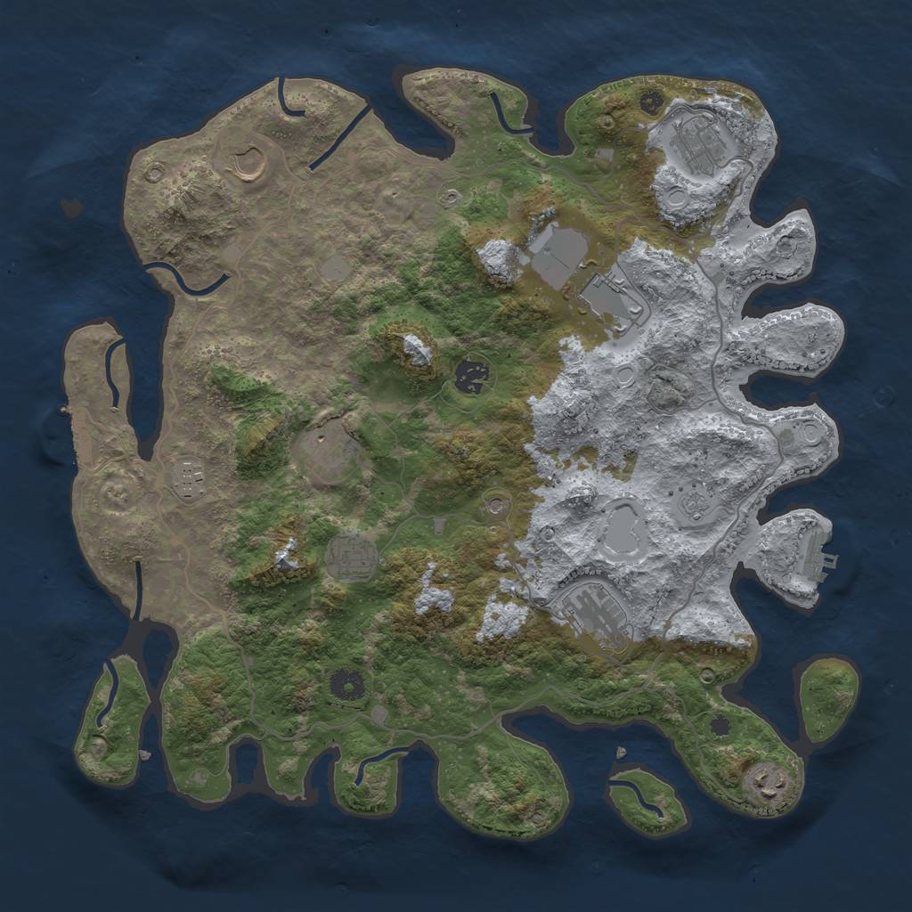 Rust Map: Procedural Map, Size: 4000, Seed: 1633654430, 18 Monuments