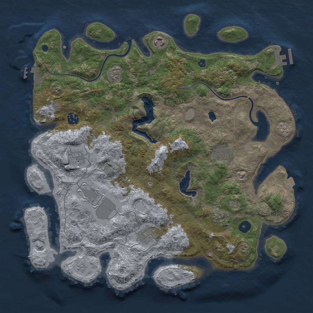 Rust Map: Procedural Map, Size: 4000, Seed: 120300193, 14 Monuments