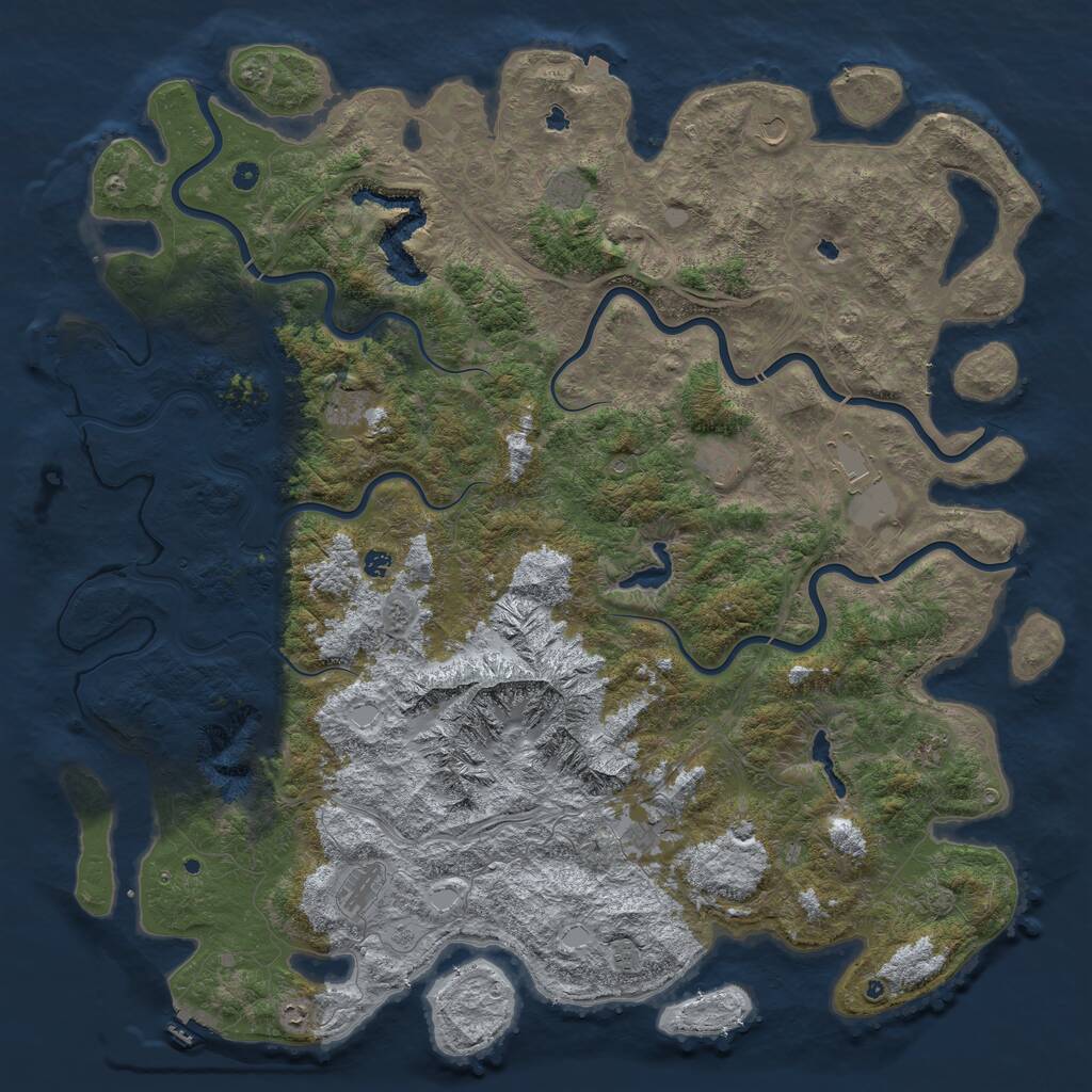 Rust Map: Procedural Map, Size: 6000, Seed: 2011592825, 17 Monuments