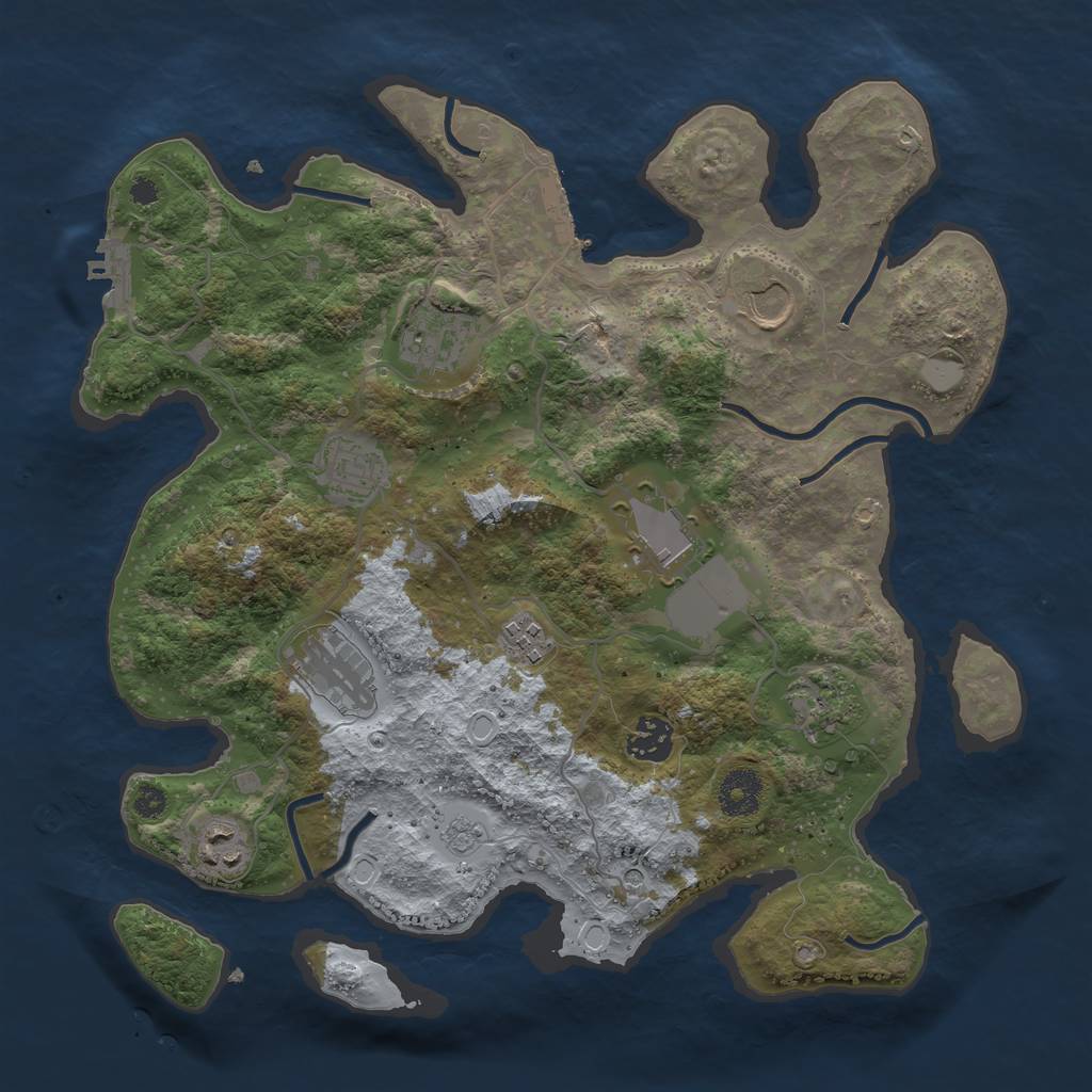 Rust Map: Procedural Map, Size: 3500, Seed: 519818436, 18 Monuments