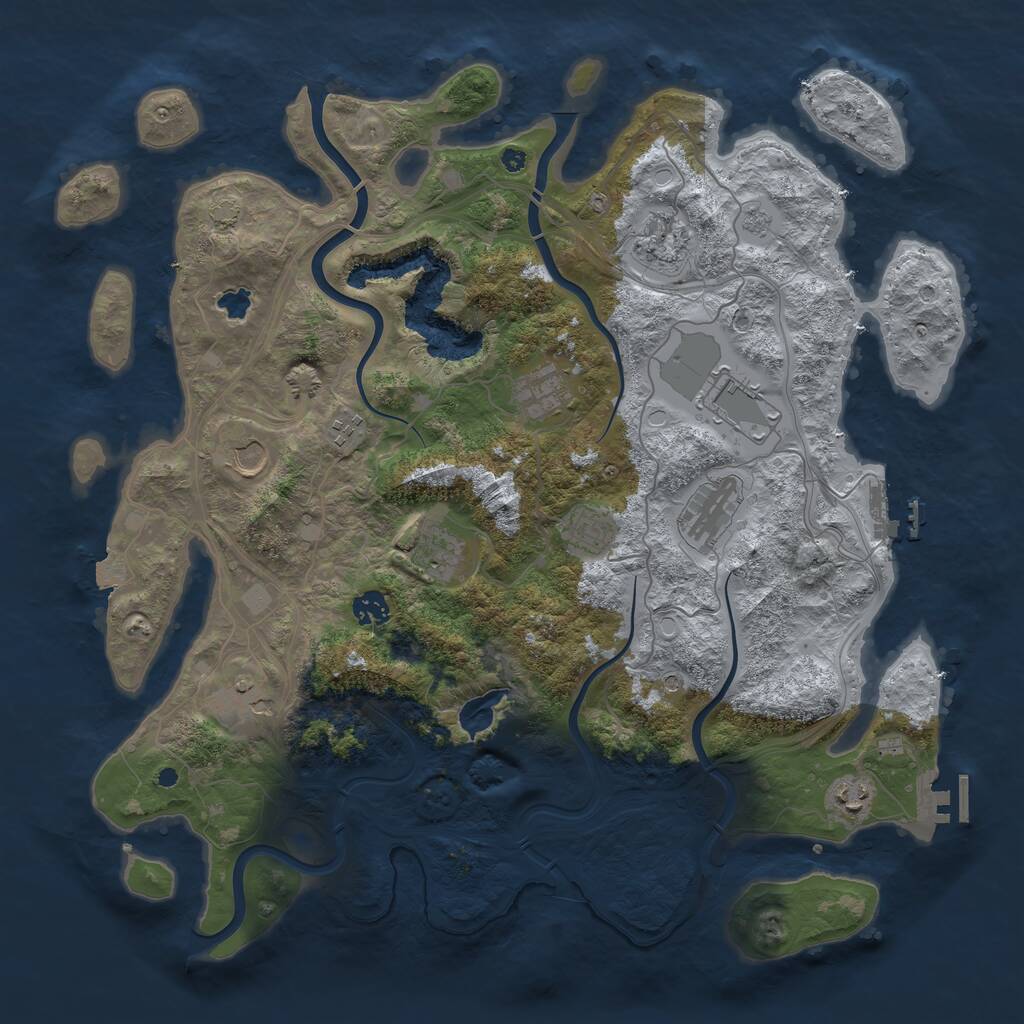 Rust Map: Procedural Map, Size: 4250, Seed: 27579, 17 Monuments