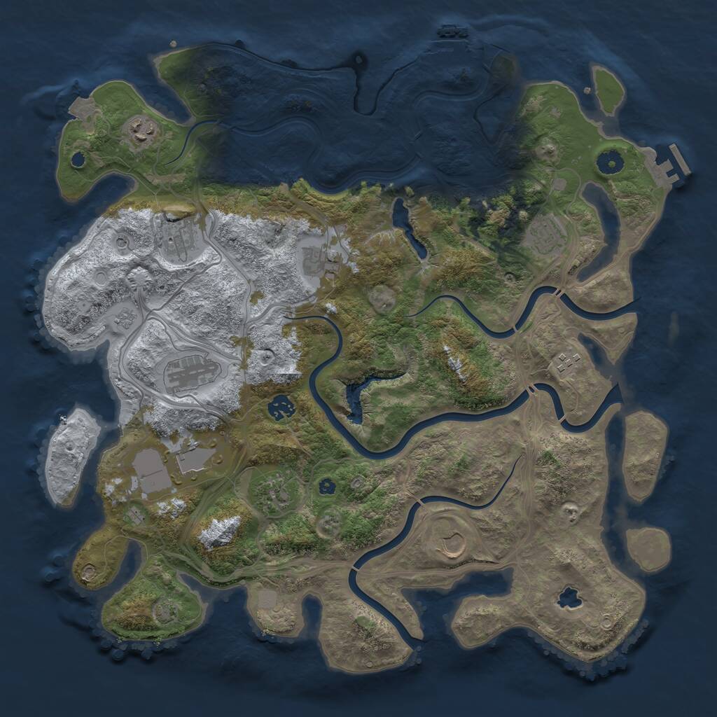 Rust Map: Procedural Map, Size: 4250, Seed: 2069802667, 16 Monuments