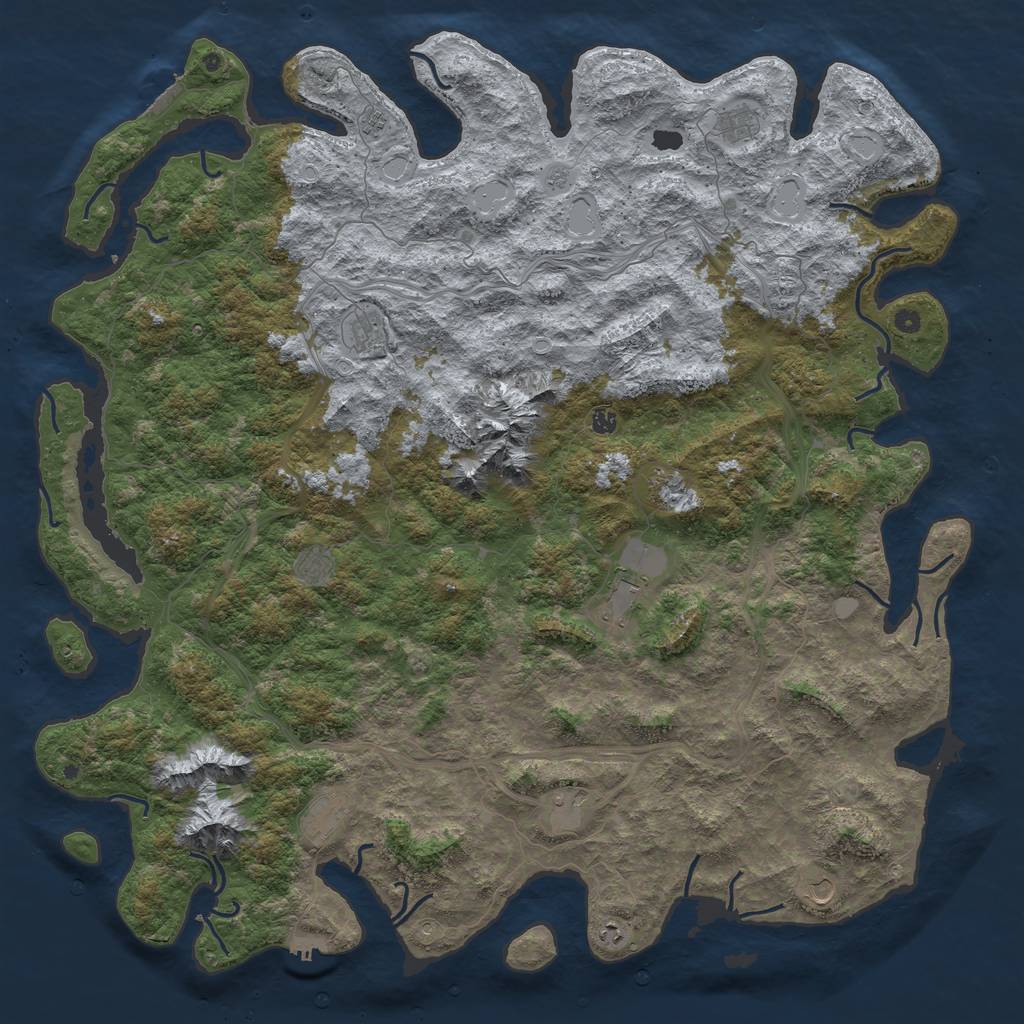 Rust Map: Procedural Map, Size: 6000, Seed: 278803168, 20 Monuments