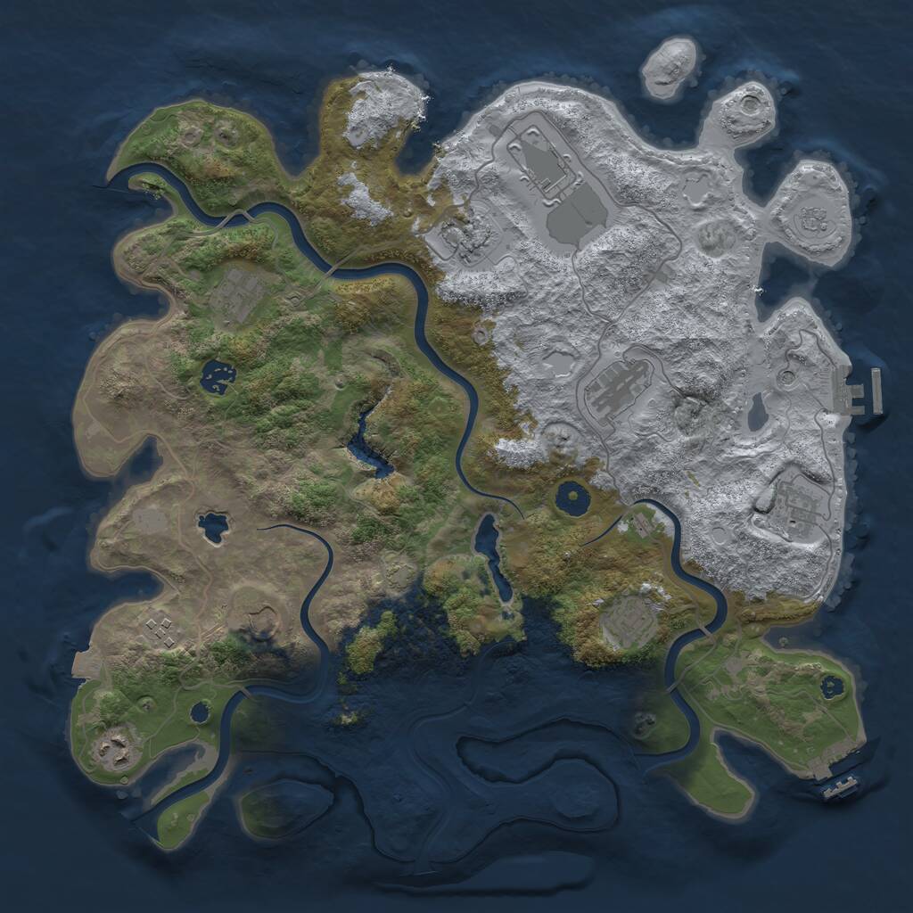 Rust Map: Procedural Map, Size: 4000, Seed: 1152416418, 16 Monuments