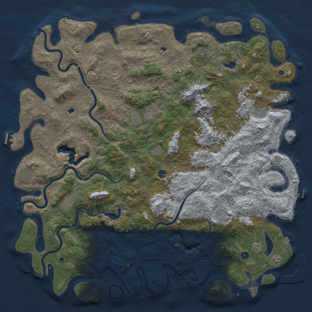 Rust Map: Procedural Map, Size: 6000, Seed: 23857290, 17 Monuments