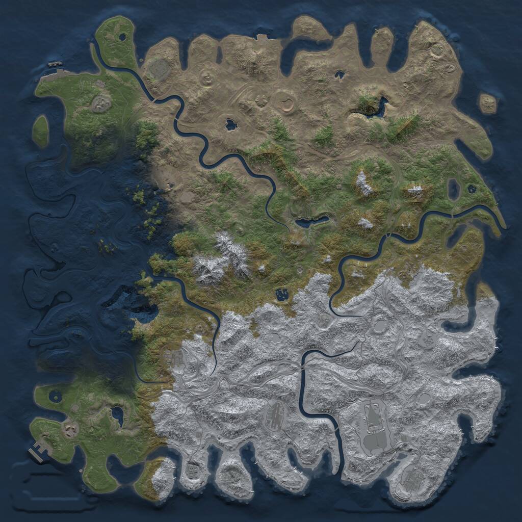 Rust Map: Procedural Map, Size: 6000, Seed: 889400, 17 Monuments