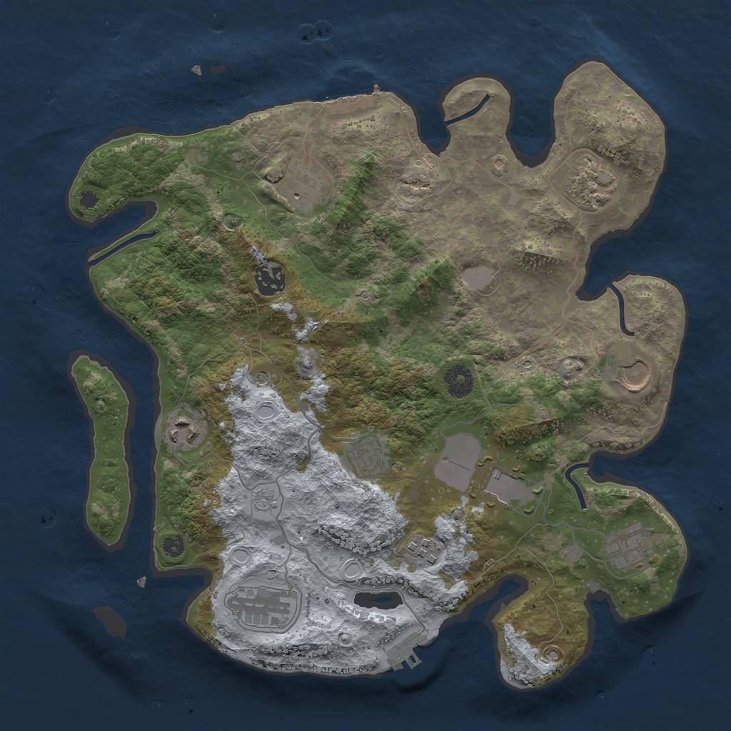 Rust Map: Procedural Map, Size: 3500, Seed: 2011592825, 19 Monuments