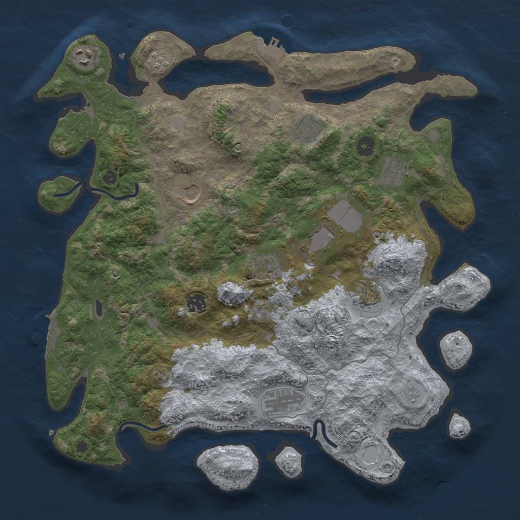 Rust Map: Procedural Map, Size: 4000, Seed: 644311246, 19 Monuments