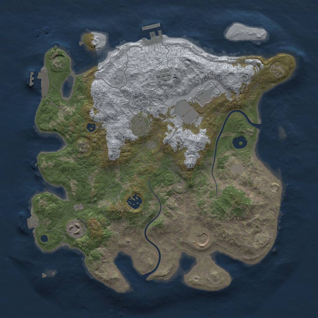 Rust Map: Procedural Map, Size: 3500, Seed: 1234794659, 12 Monuments