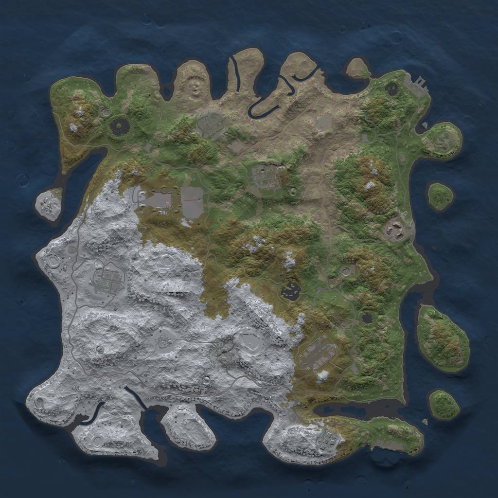 Rust Map: Procedural Map, Size: 4000, Seed: 138255467, 17 Monuments