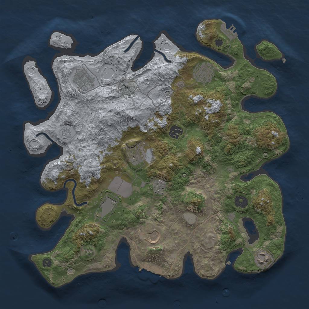 Rust Map: Procedural Map, Size: 3500, Seed: 3123456, 17 Monuments