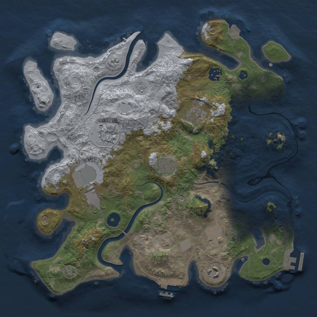 Rust Map: Procedural Map, Size: 3500, Seed: 3123456, 14 Monuments