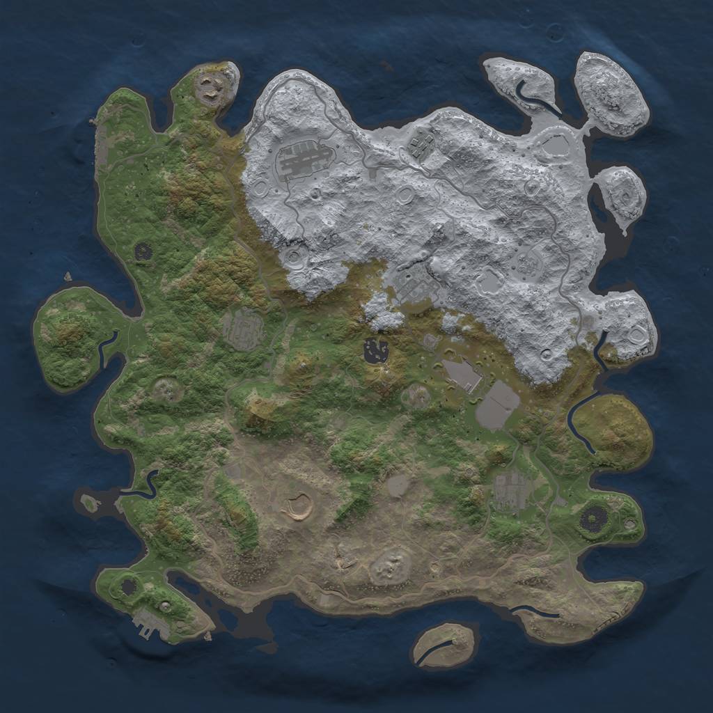 Rust Map: Procedural Map, Size: 4000, Seed: 982063482, 18 Monuments