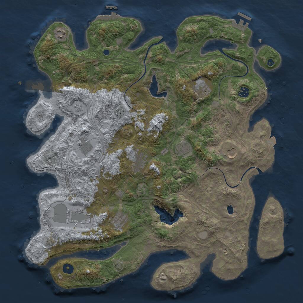 Rust Map: Procedural Map, Size: 4250, Seed: 76938, 16 Monuments