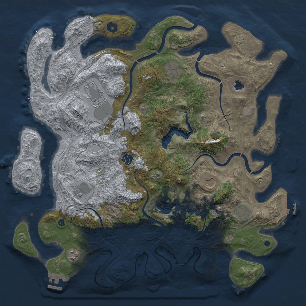 Rust Map: Procedural Map, Size: 4250, Seed: 1283728697, 14 Monuments