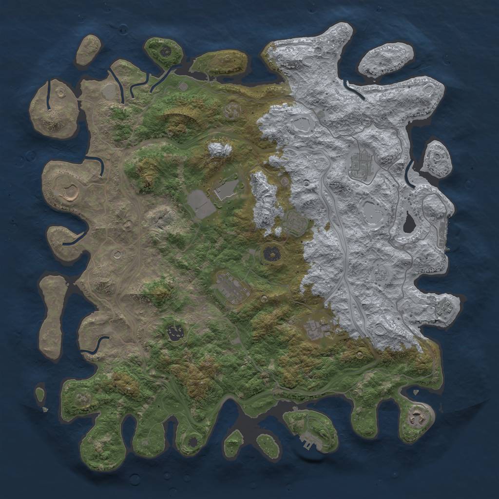 Rust Map: Procedural Map, Size: 4500, Seed: 8558, 18 Monuments