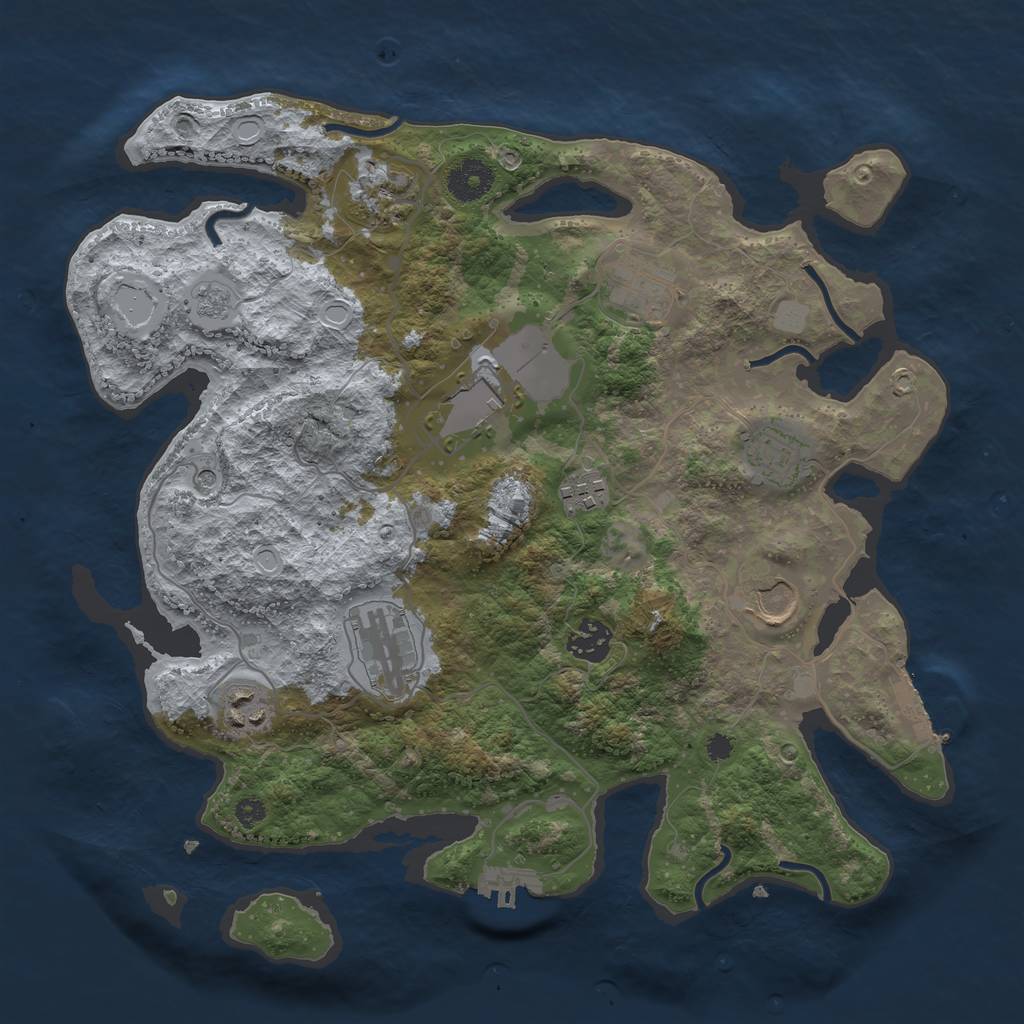 Rust Map: Procedural Map, Size: 3500, Seed: 7654321, 18 Monuments