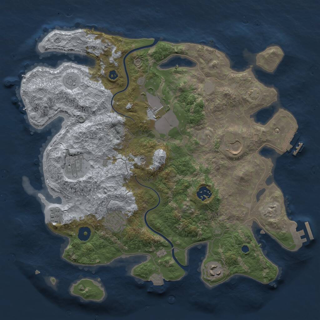Rust Map: Procedural Map, Size: 3500, Seed: 7654321, 13 Monuments