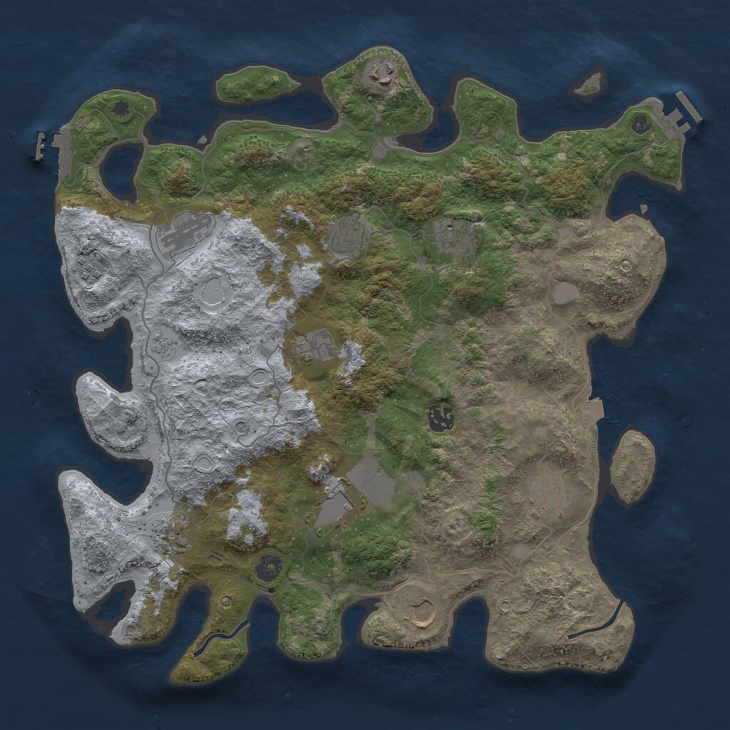 Rust Map: Procedural Map, Size: 4000, Seed: 32467, 17 Monuments