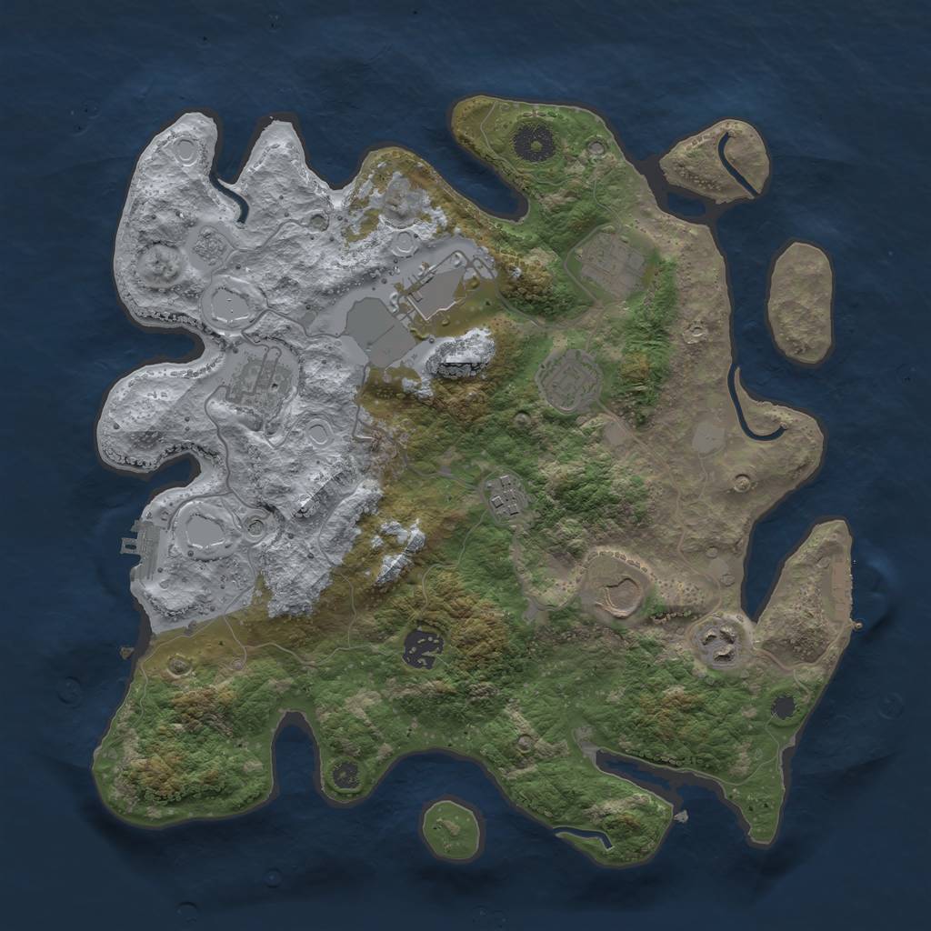 Rust Map: Procedural Map, Size: 3500, Seed: 121905056, 17 Monuments