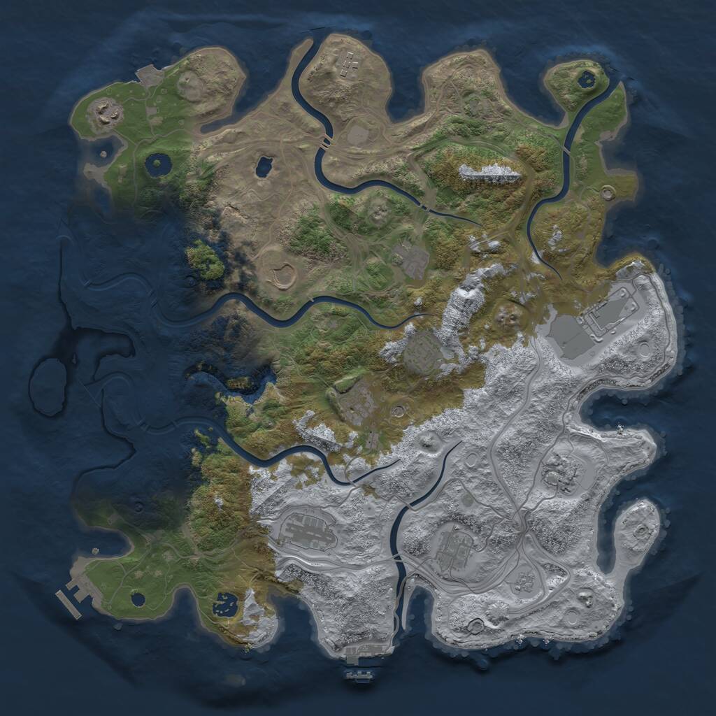 Rust Map: Procedural Map, Size: 4250, Seed: 51721, 17 Monuments