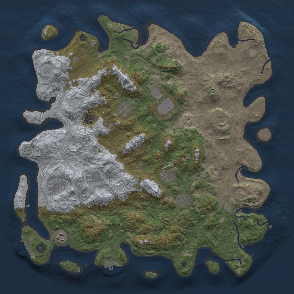 Rust Map: Procedural Map, Size: 4500, Seed: 818520413, 19 Monuments