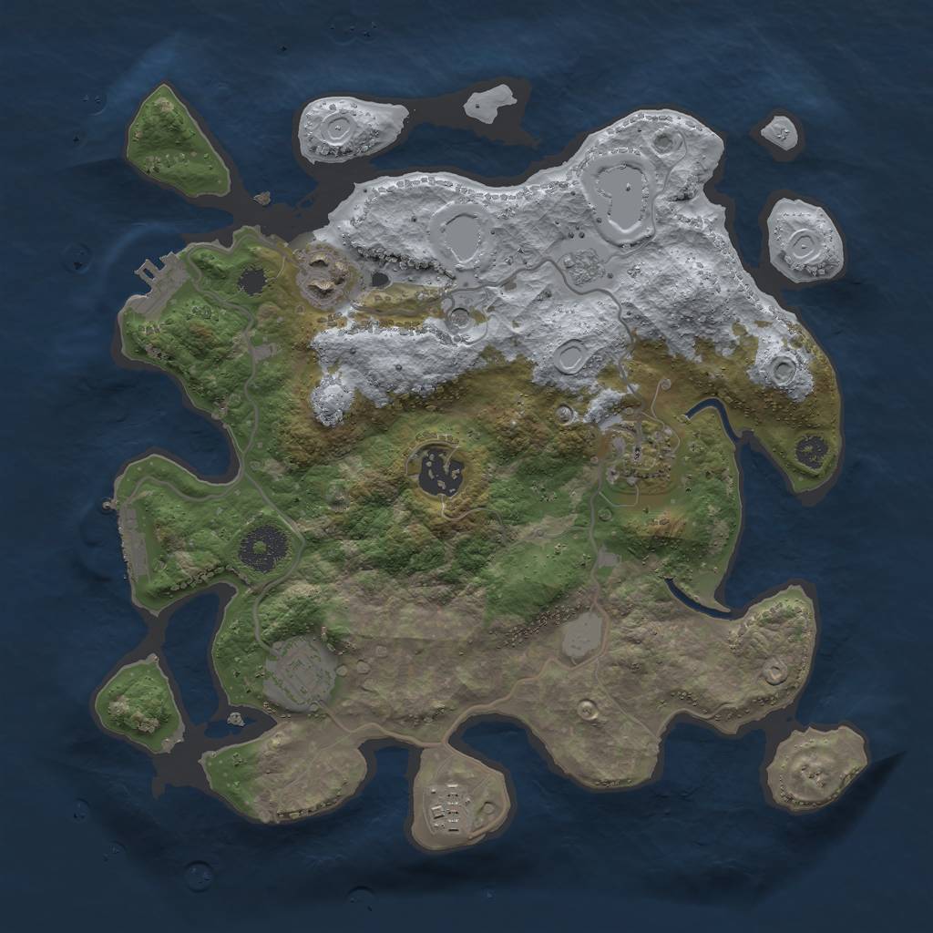 Rust Map: Procedural Map, Size: 3000, Seed: 438921842, 14 Monuments