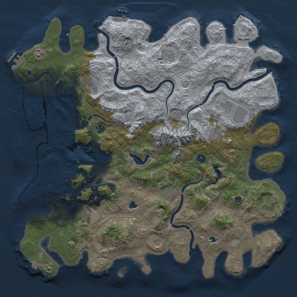Rust Map: Procedural Map, Size: 5000, Seed: 500102, 17 Monuments