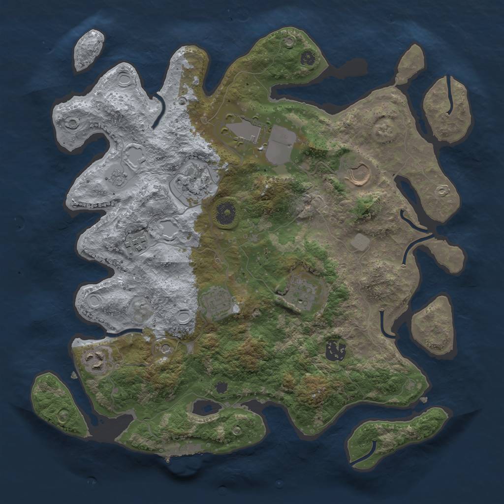 Rust Map: Procedural Map, Size: 3500, Seed: 375819478, 16 Monuments