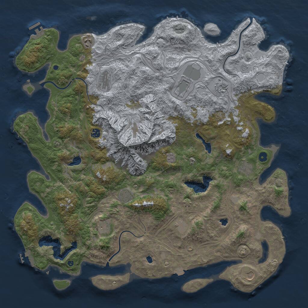 Rust Map: Procedural Map, Size: 5000, Seed: 46483489, 17 Monuments