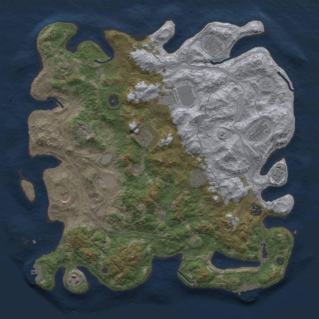 Rust Map: Procedural Map, Size: 4250, Seed: 904834552, 20 Monuments