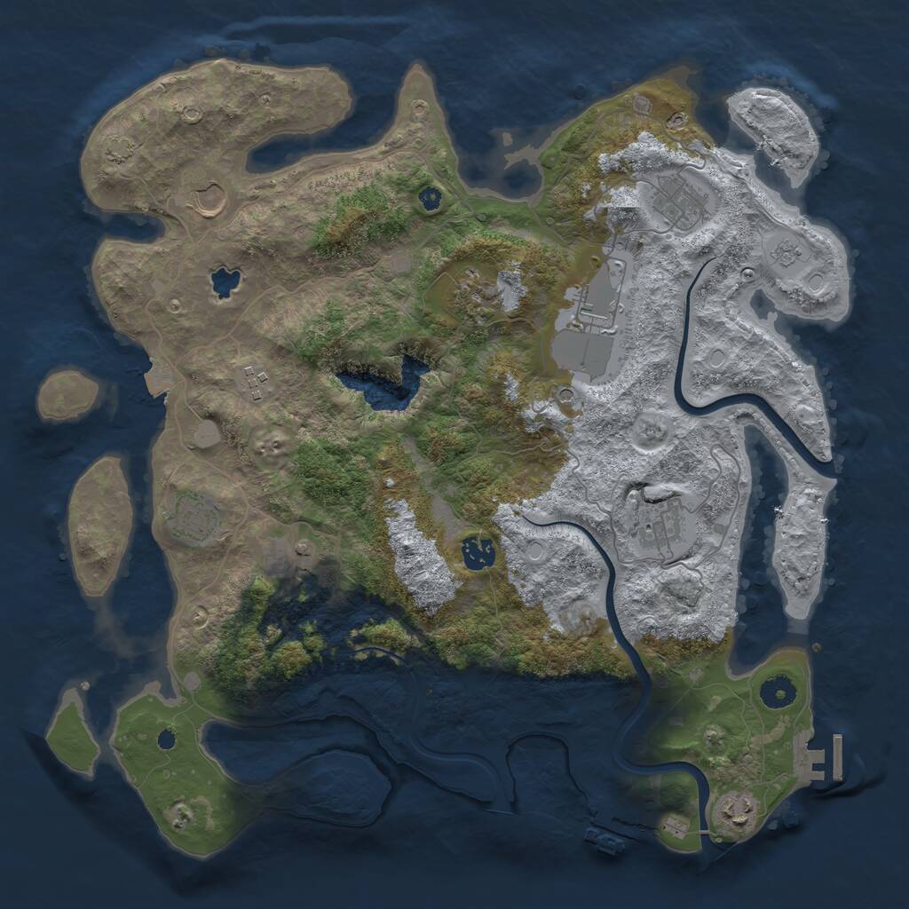 Rust Map: Procedural Map, Size: 4000, Seed: 207764041, 16 Monuments