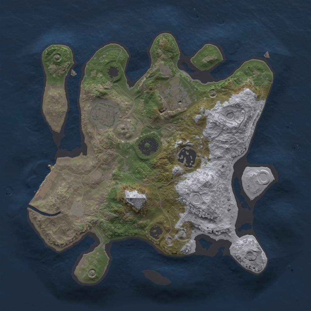 Rust Map: Procedural Map, Size: 2500, Seed: 577039338, 10 Monuments