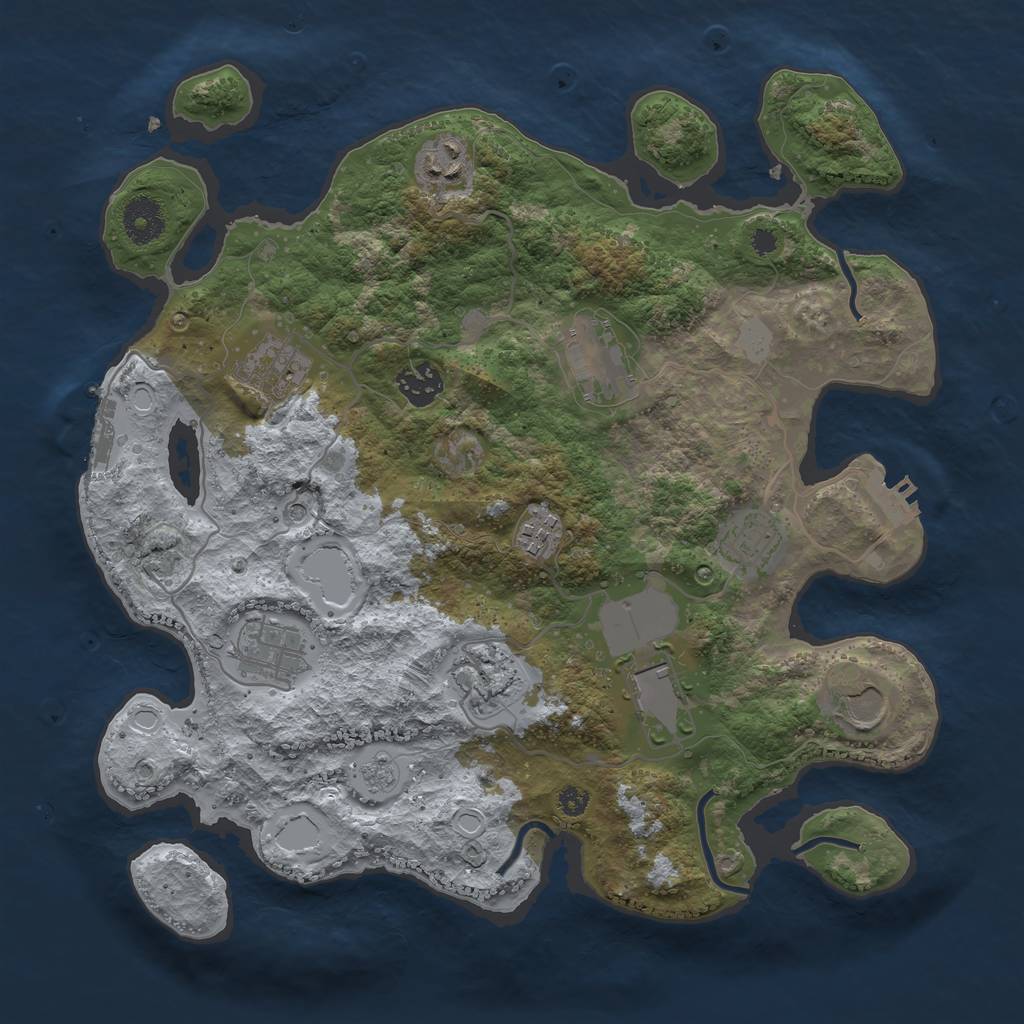 Rust Map: Procedural Map, Size: 3500, Seed: 92332, 19 Monuments