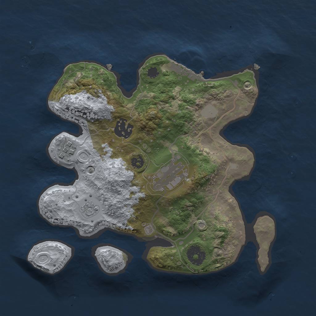 Rust Map: Procedural Map, Size: 2500, Seed: 648334, 10 Monuments