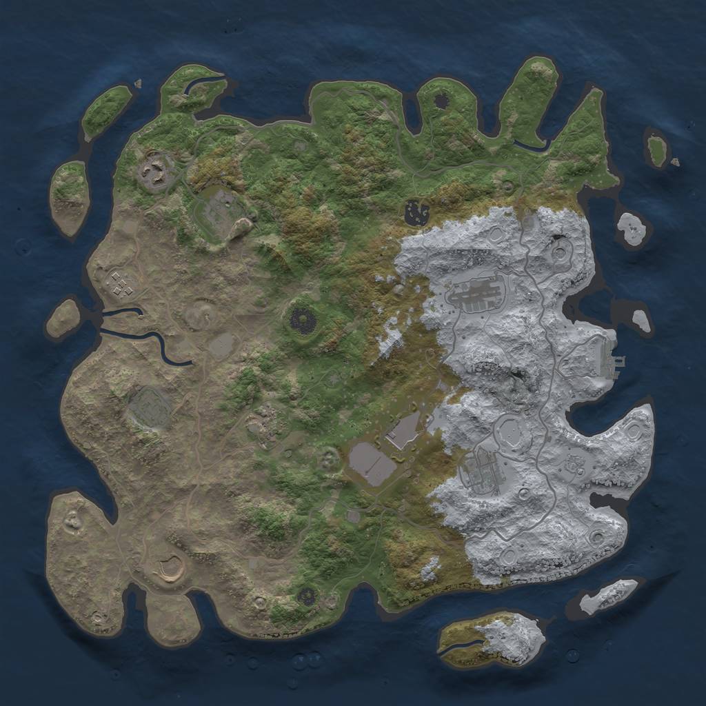 Rust Map: Procedural Map, Size: 4000, Seed: 38062272, 18 Monuments