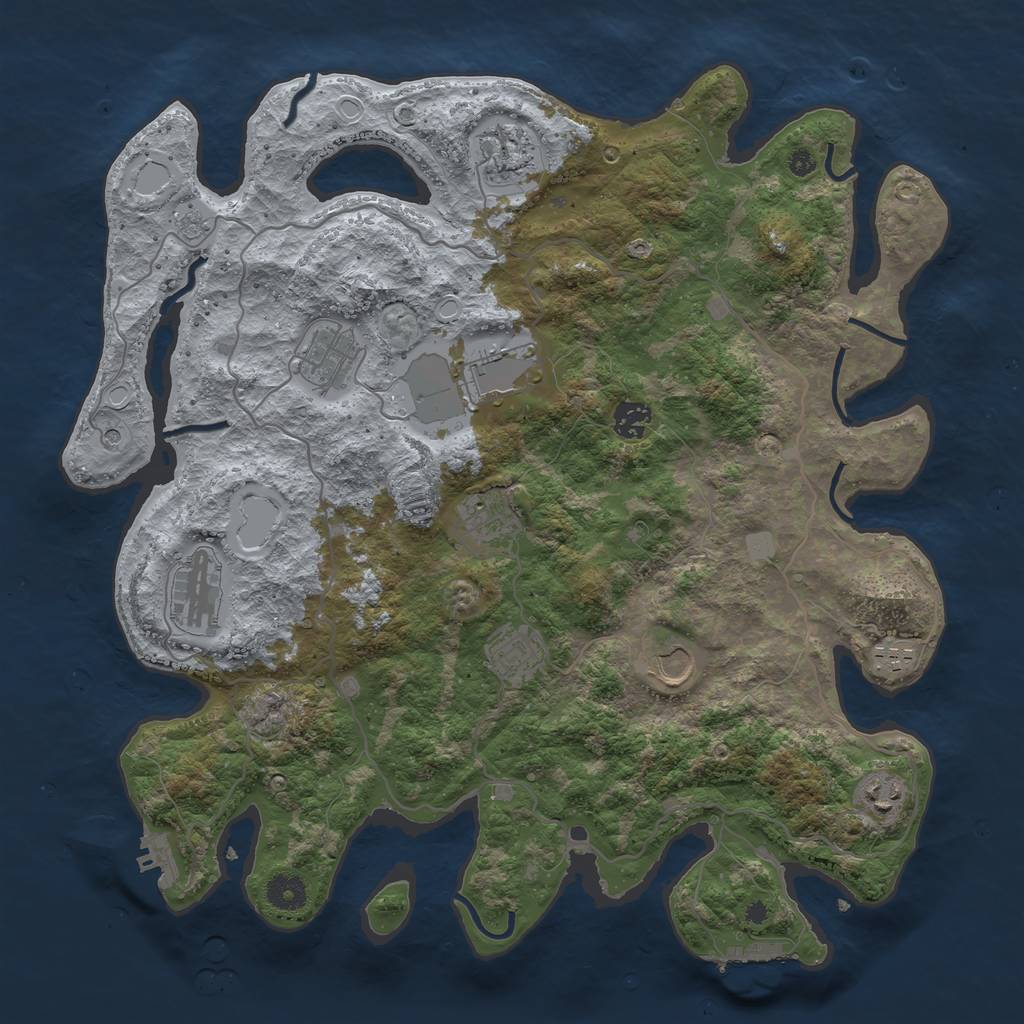 Rust Map: Procedural Map, Size: 4000, Seed: 44271015, 19 Monuments