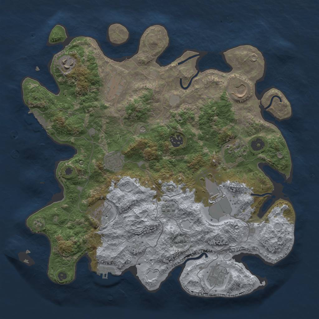 Rust Map: Procedural Map, Size: 3700, Seed: 348586011, 19 Monuments