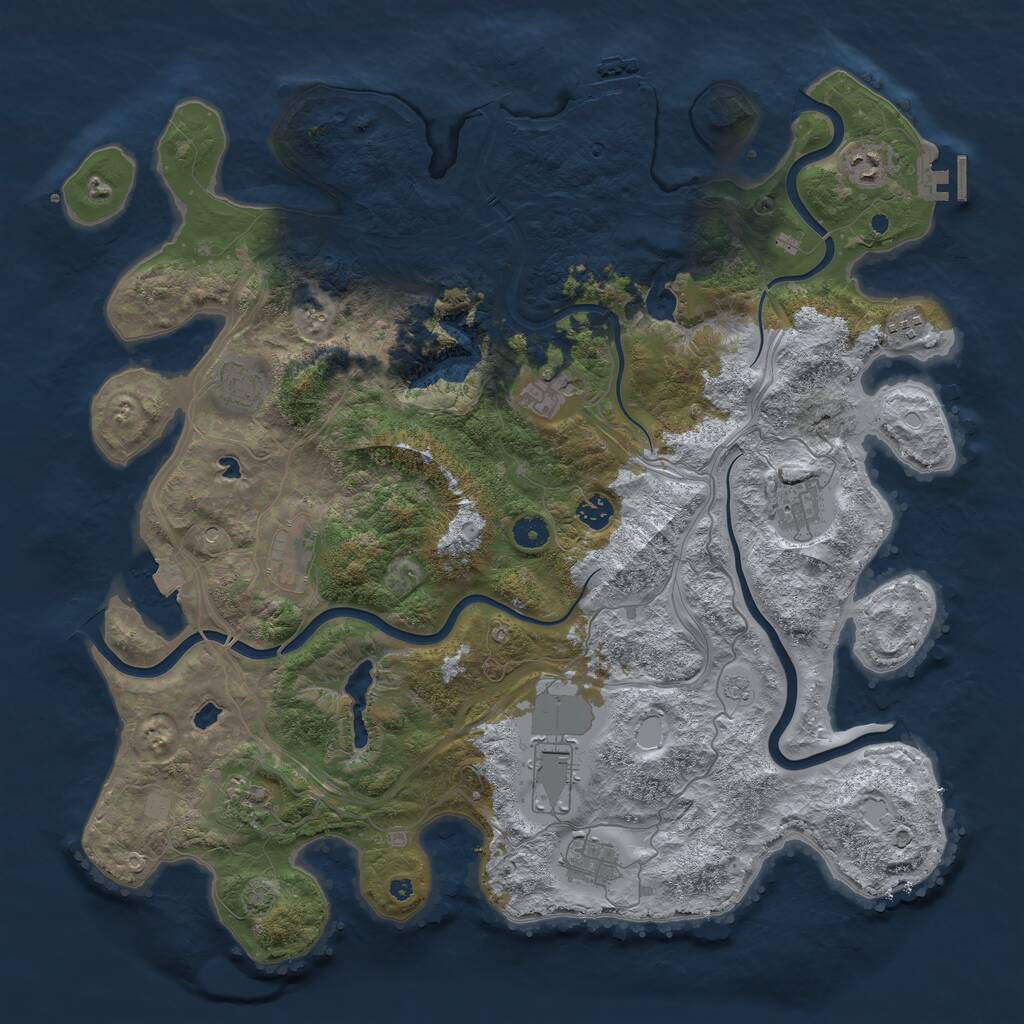 Rust Map: Procedural Map, Size: 4500, Seed: 465234891, 16 Monuments